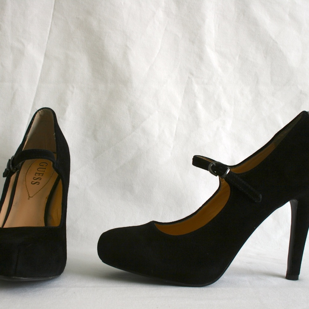 Guess Roses Black Mary Janes